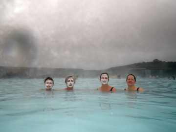 Ladies bathing in Blue Lagoon geothermal baths